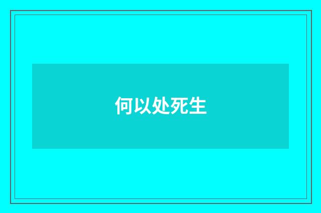 何以处死生