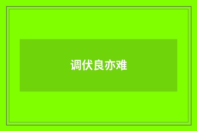调伏良亦难