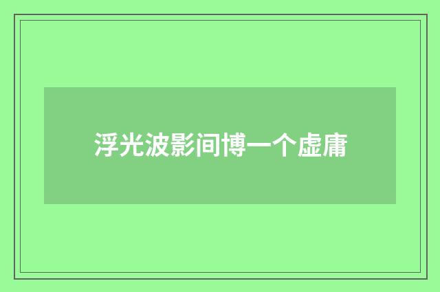 浮光波影间博一个虚庸