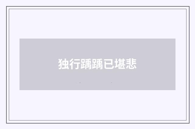 独行踽踽已堪悲