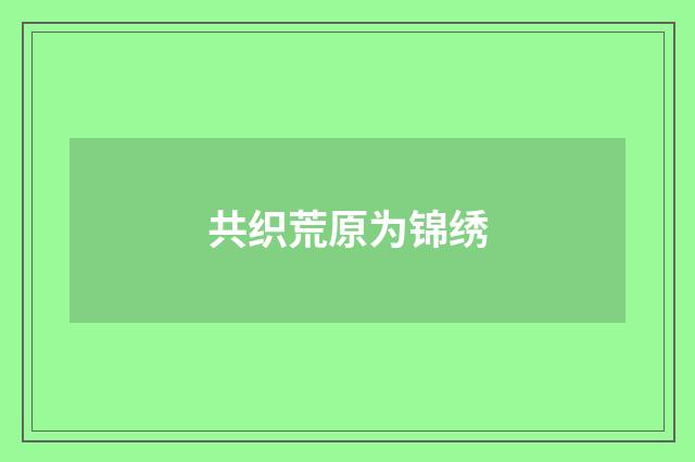 共织荒原为锦绣