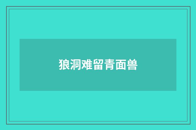 狼洞难留青面兽