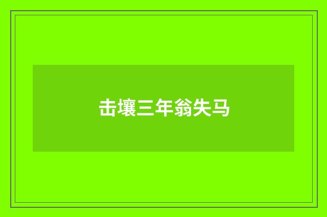 击壤三年翁失马