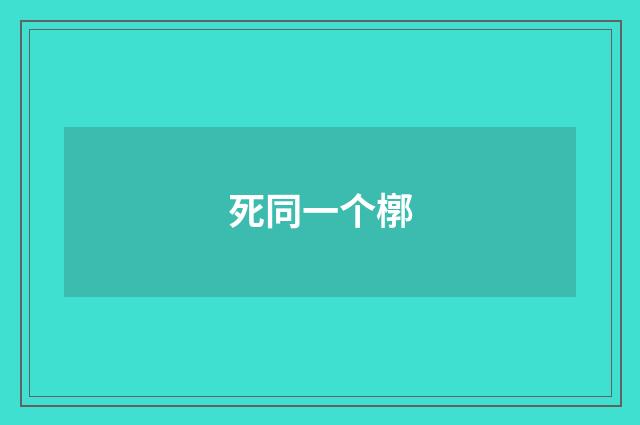 死同一个槨