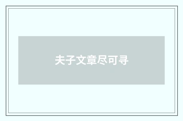 夫子文章尽可寻