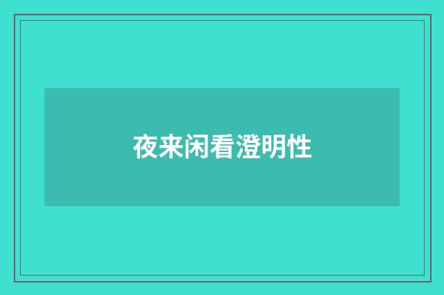 夜来闲看澄明性