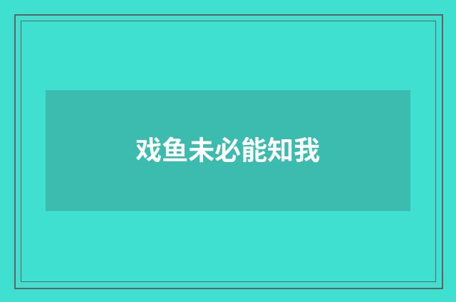 戏鱼未必能知我