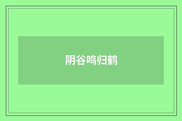 阴谷鸣归鹤