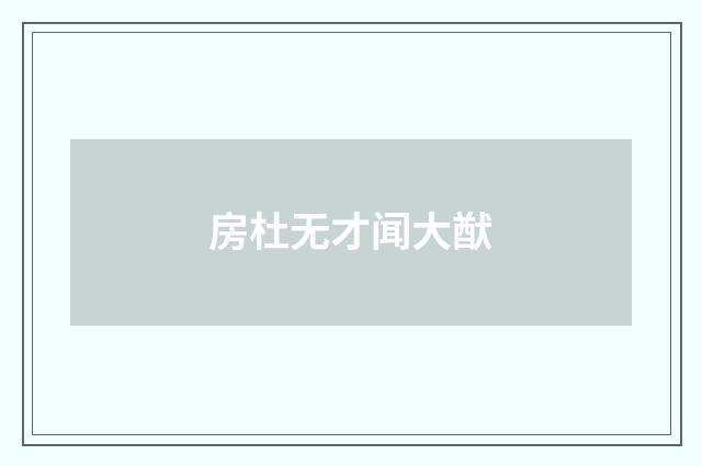 房杜无才闻大猷