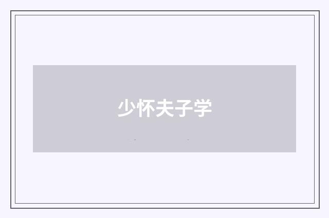 少怀夫子学