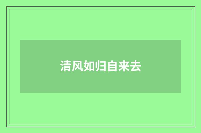 清风如归自来去