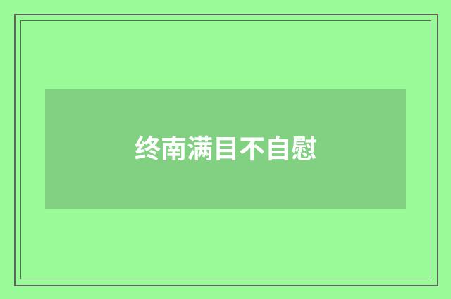 终南满目不自慰