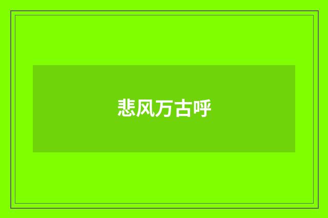 悲风万古呼