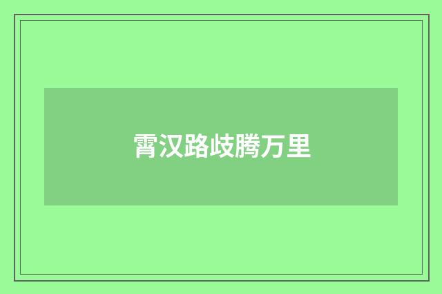 霄汉路歧腾万里