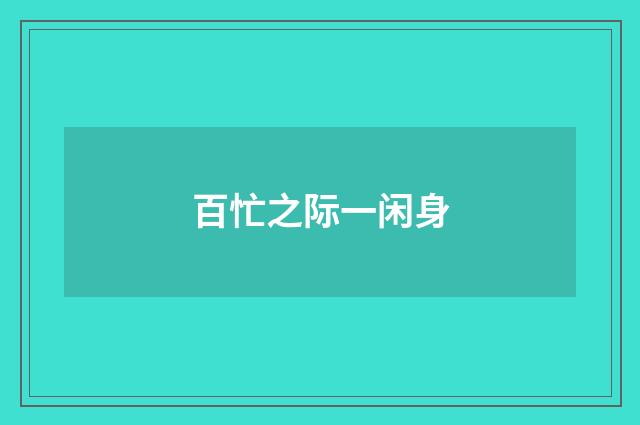 百忙之际一闲身