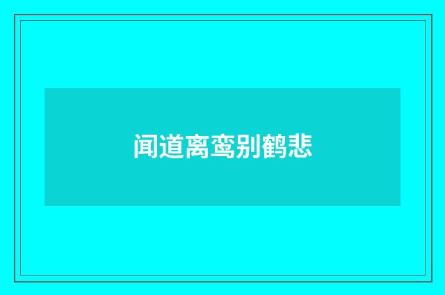 闻道离鸾别鹤悲