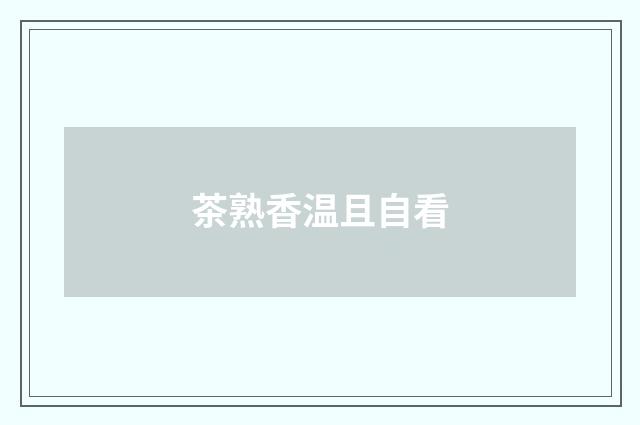 茶熟香温且自看
