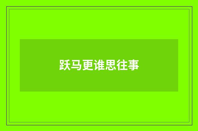 跃马更谁思往事