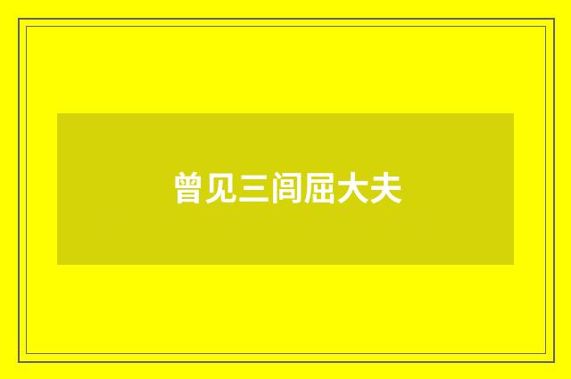 曾见三闾屈大夫
