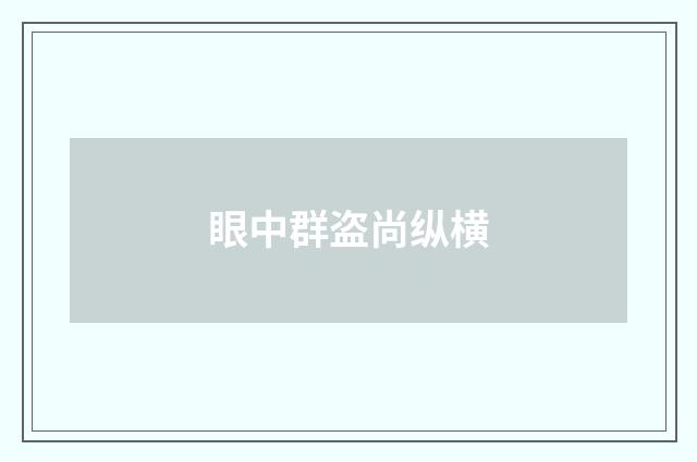 眼中群盗尚纵横