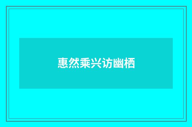 惠然乘兴访幽栖