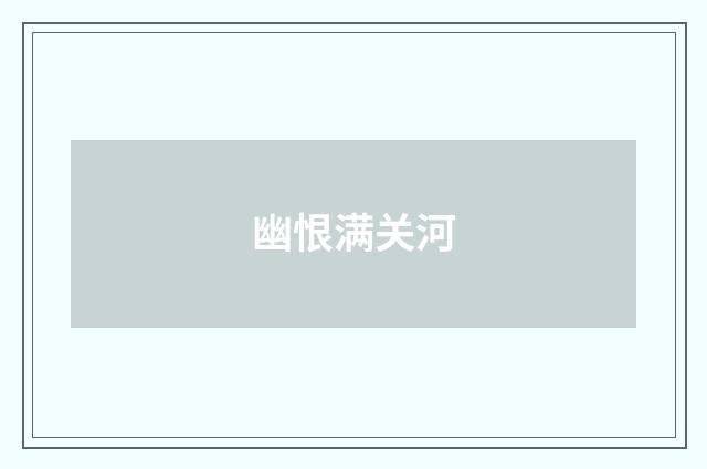幽恨满关河
