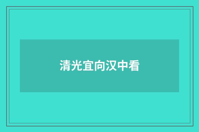 清光宜向汉中看