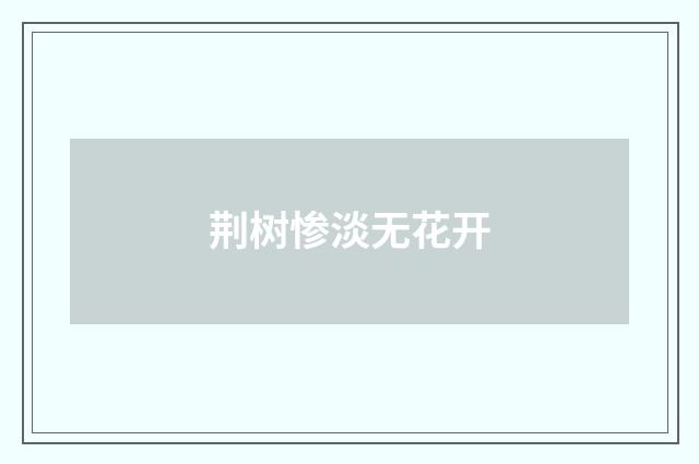 荆树惨淡无花开