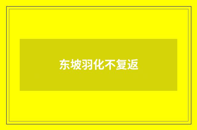 东坡羽化不复返