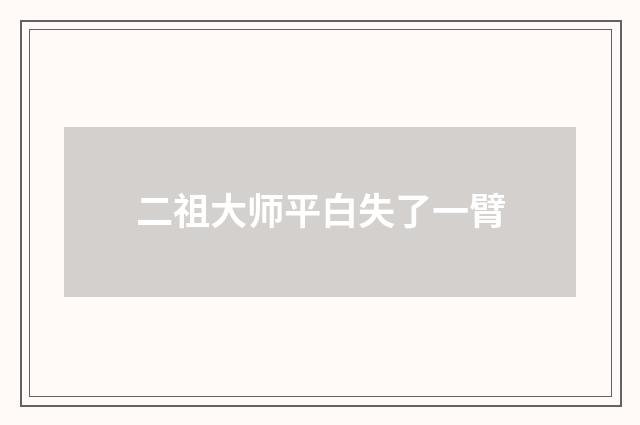 二祖大师平白失了一臂