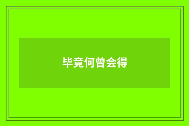毕竟何曾会得