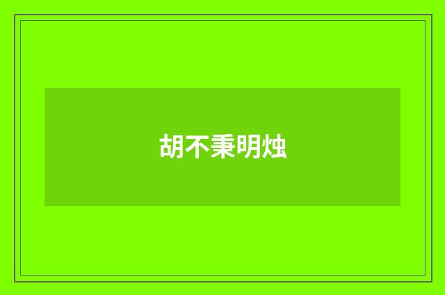 胡不秉明烛