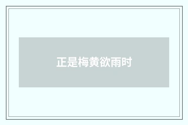 正是梅黄欲雨时