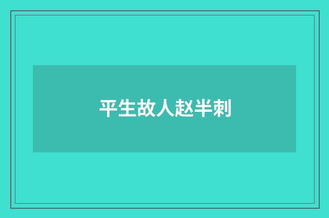平生故人赵半刺