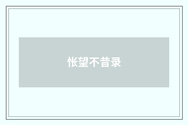 怅望不昔录