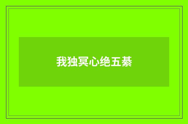 我独冥心绝五綦