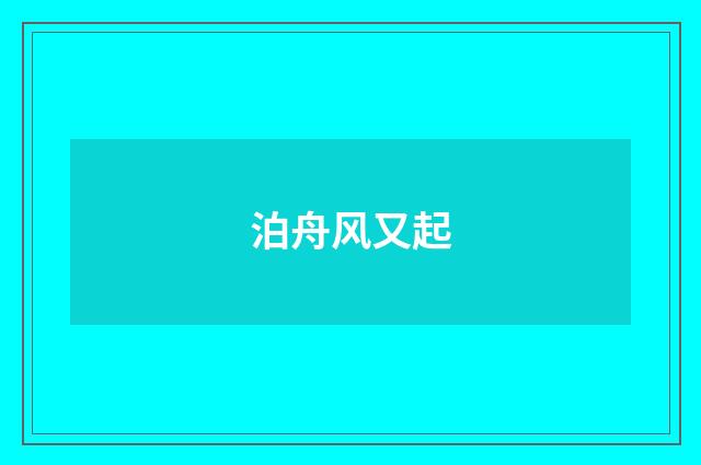 泊舟风又起