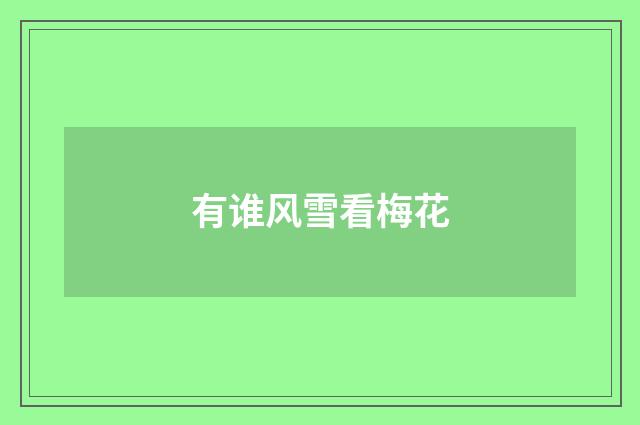 有谁风雪看梅花