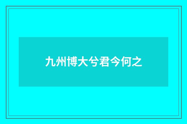 九州博大兮君今何之