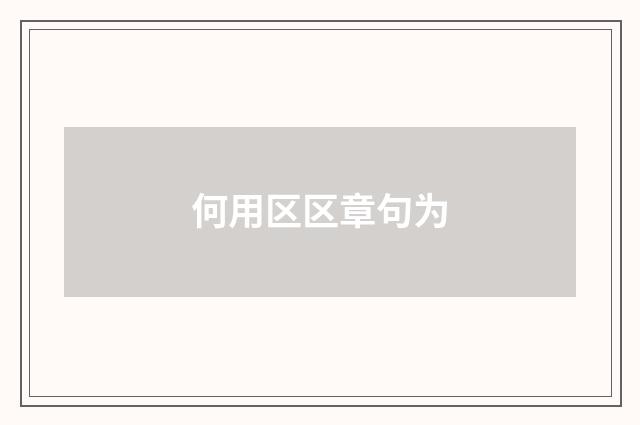 何用区区章句为