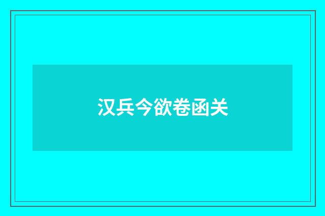 汉兵今欲卷函关