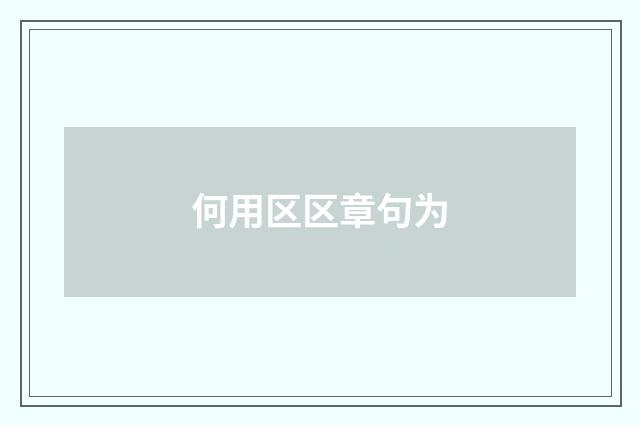 何用区区章句为