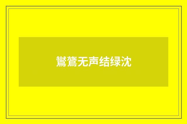 鸑鷟无声结绿沈