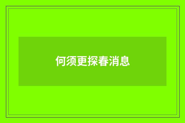 何须更探春消息