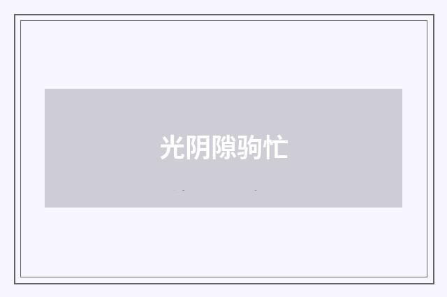 光阴隙驹忙