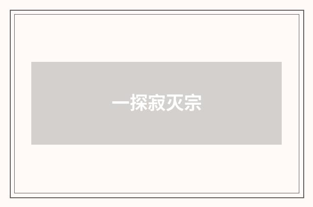 一探寂灭宗
