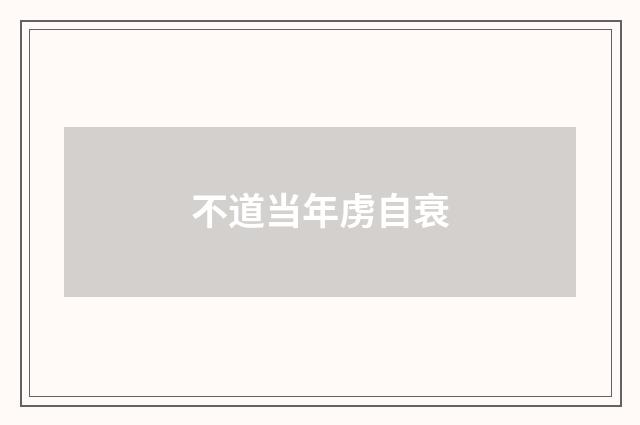 不道当年虏自衰