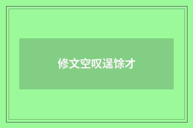 修文空叹逞馀才