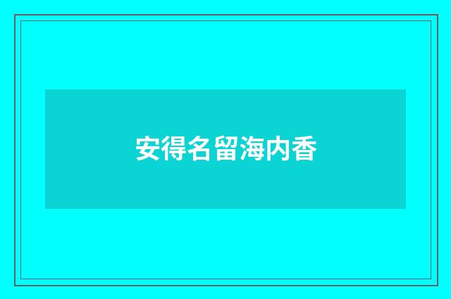 安得名留海内香