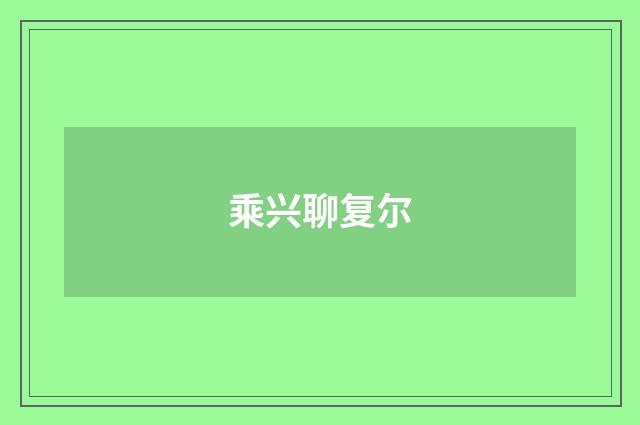 乘兴聊复尔